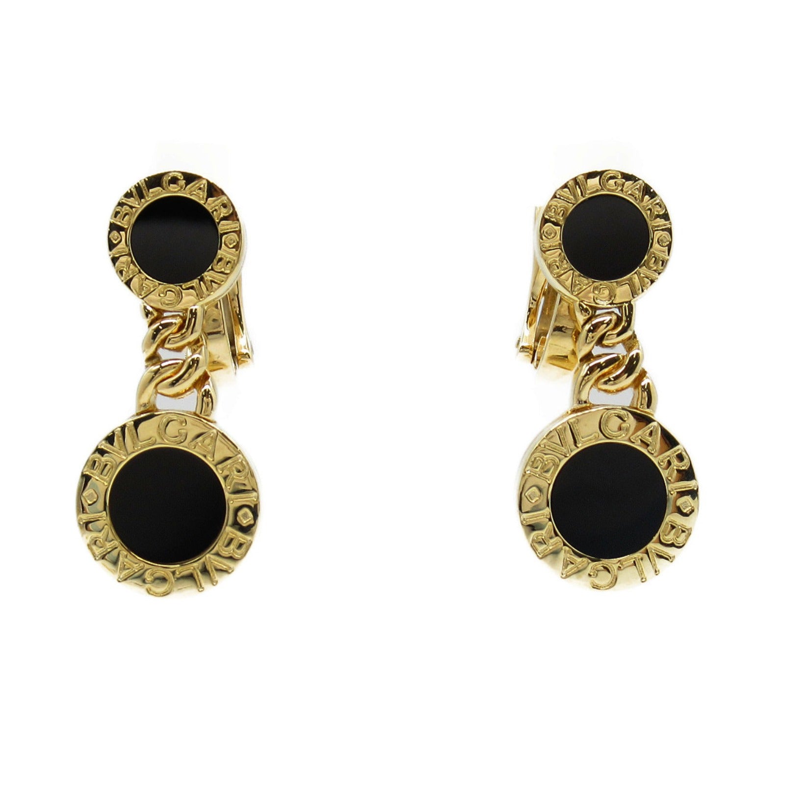 Bvlgari Onyx K18 Yellow Gold Earrings