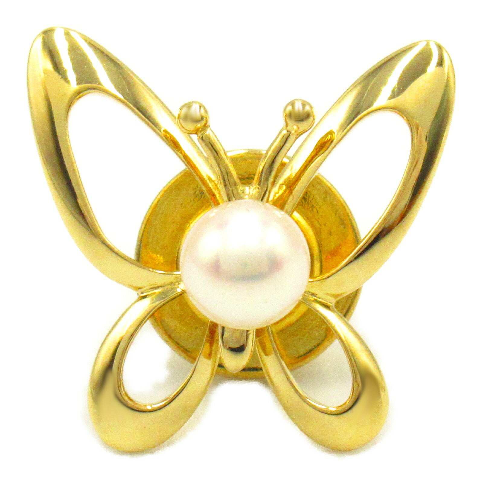 MIKIMOTO Butterfly Pearl Brooch K18 YG