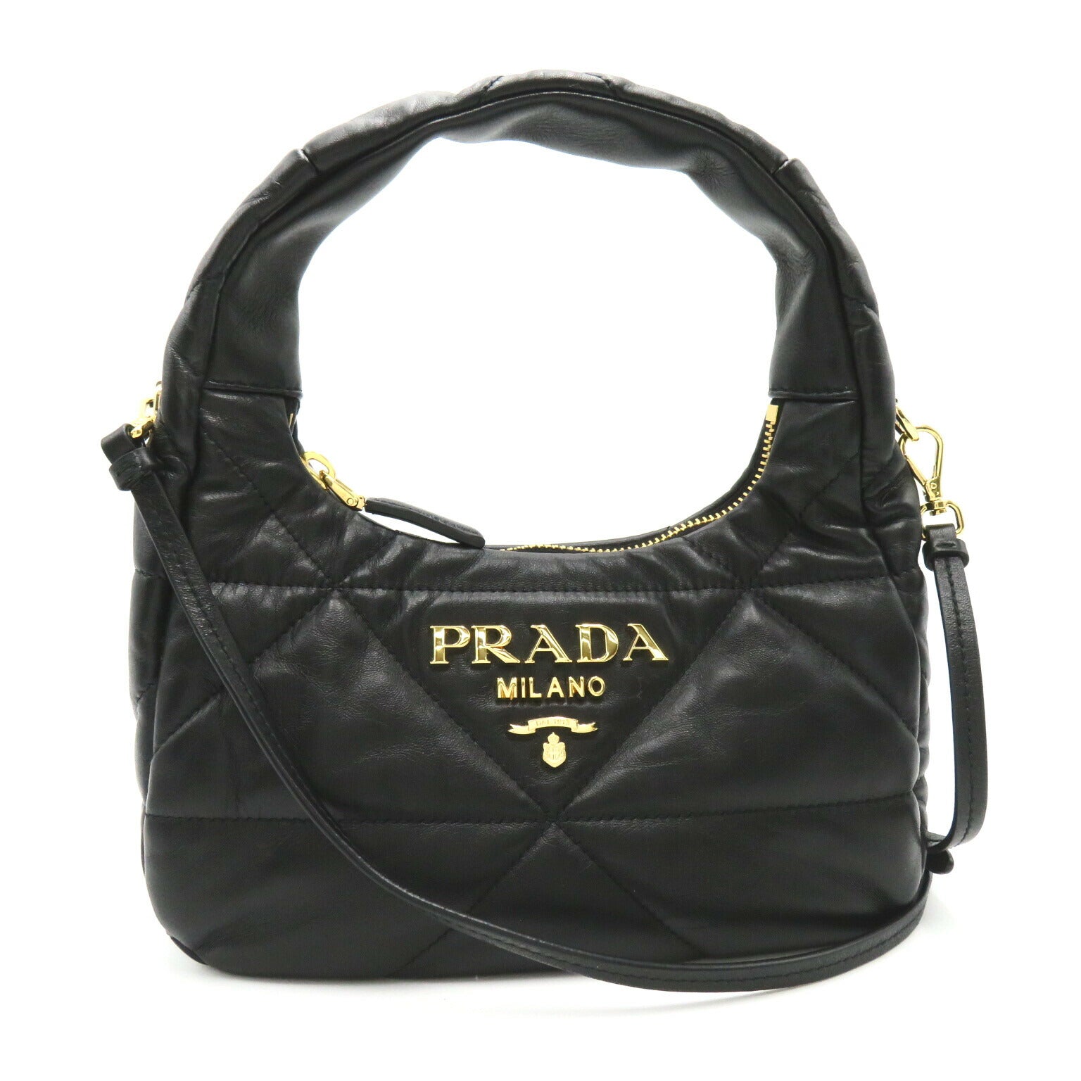 Prada Leather 2-Way Shoulder Bag Black