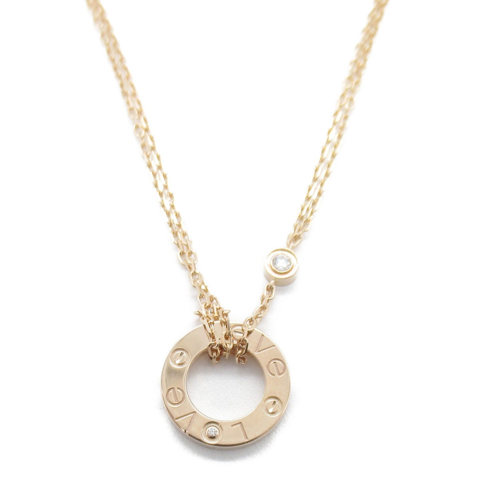 Cartier Love Circle 2P Diamond Necklace K18PG