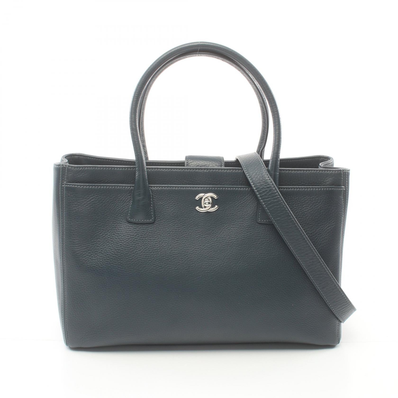 Chanel Leather Executive Tote Bag Navy