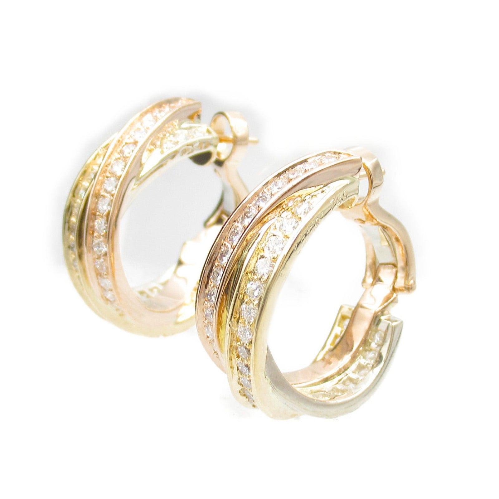 Cartier Trinity Diamond Earrings K18 Gold