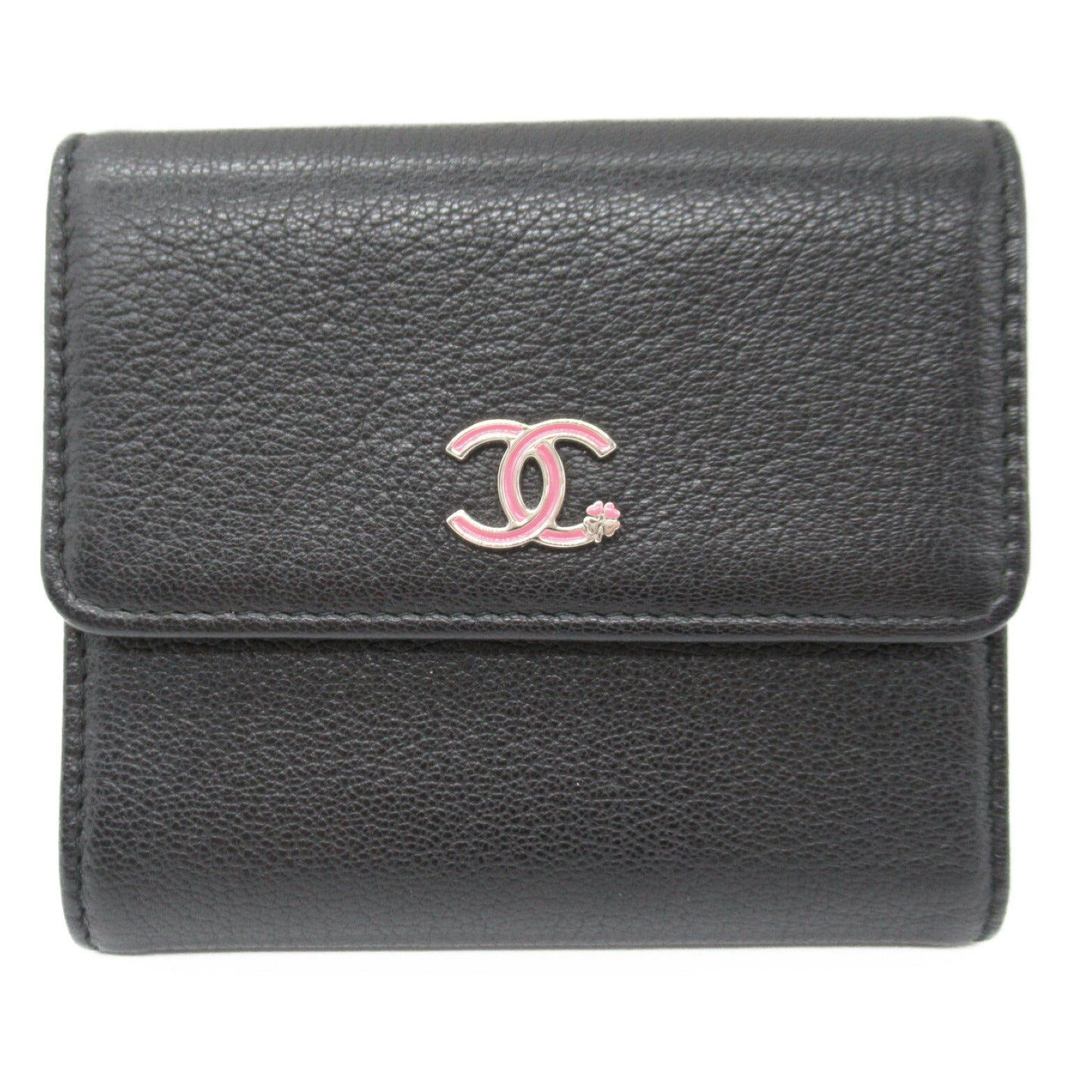 Chanel Black Leather Tri-Fold Wallet