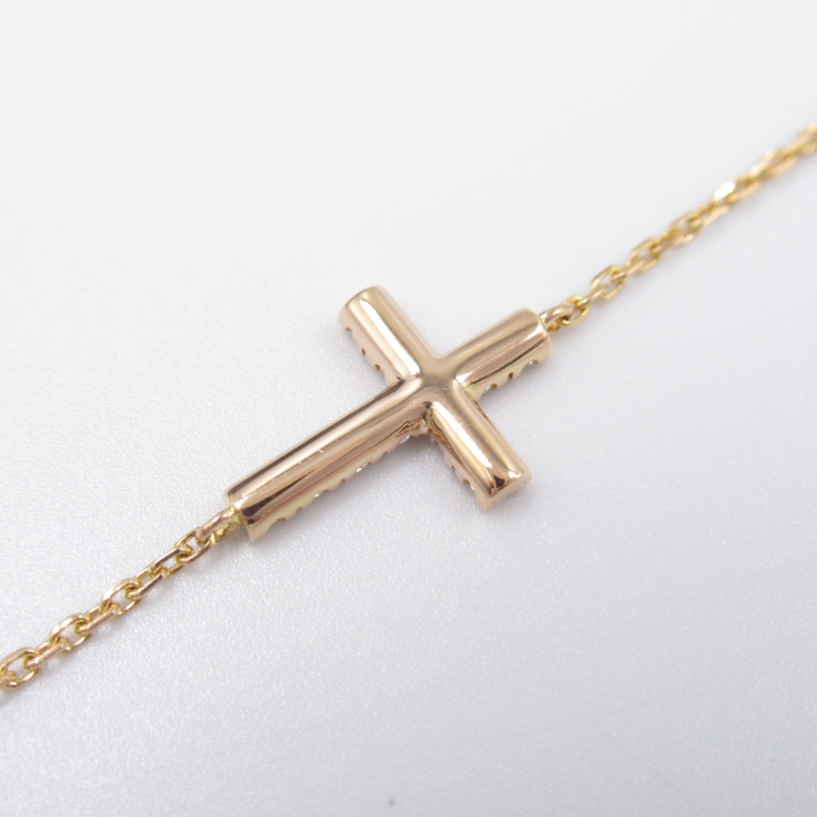 Cartier Diamond K18PG Pink Gold Cross Bracelet