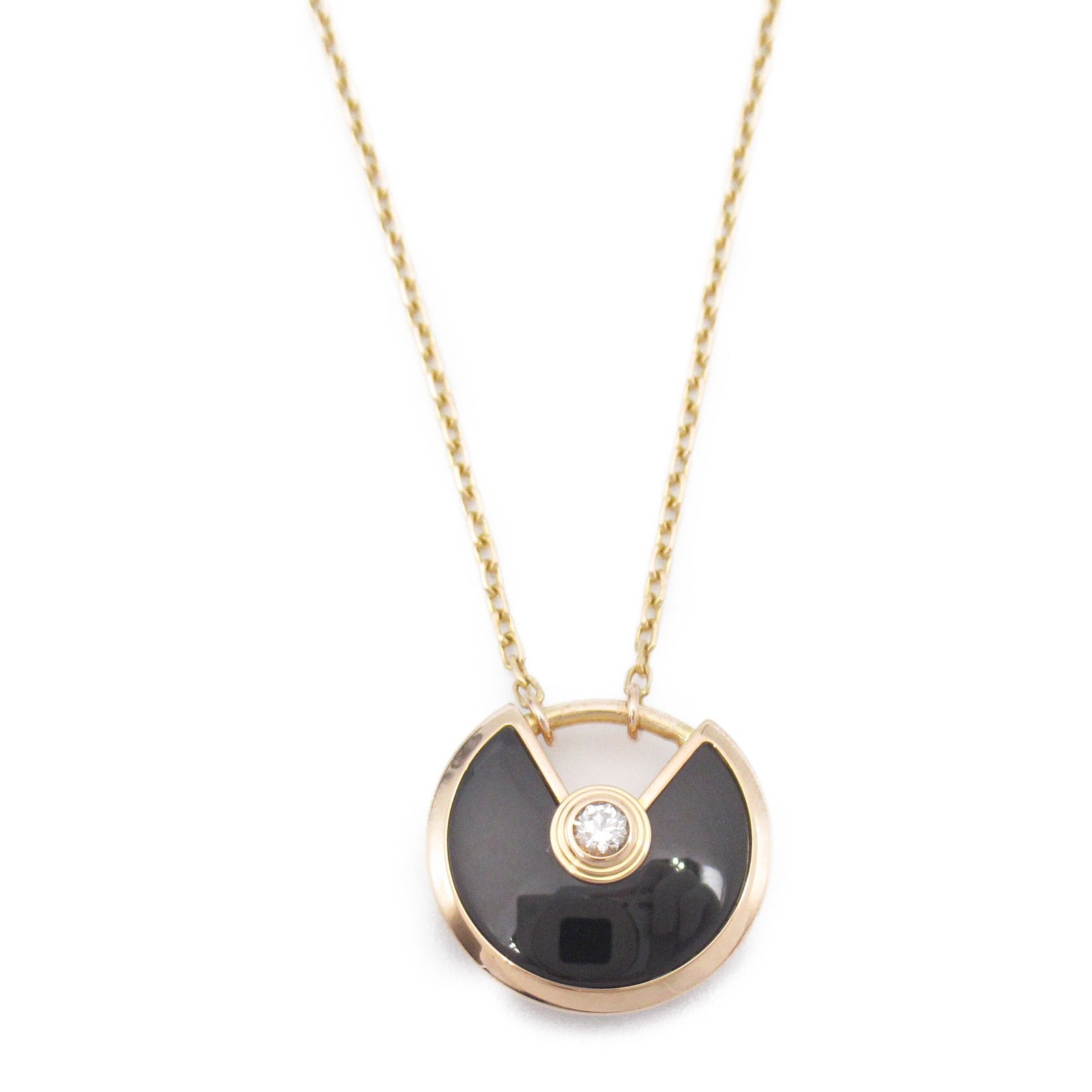 Cartier Amulette Onyx Diamond Necklace K18PG