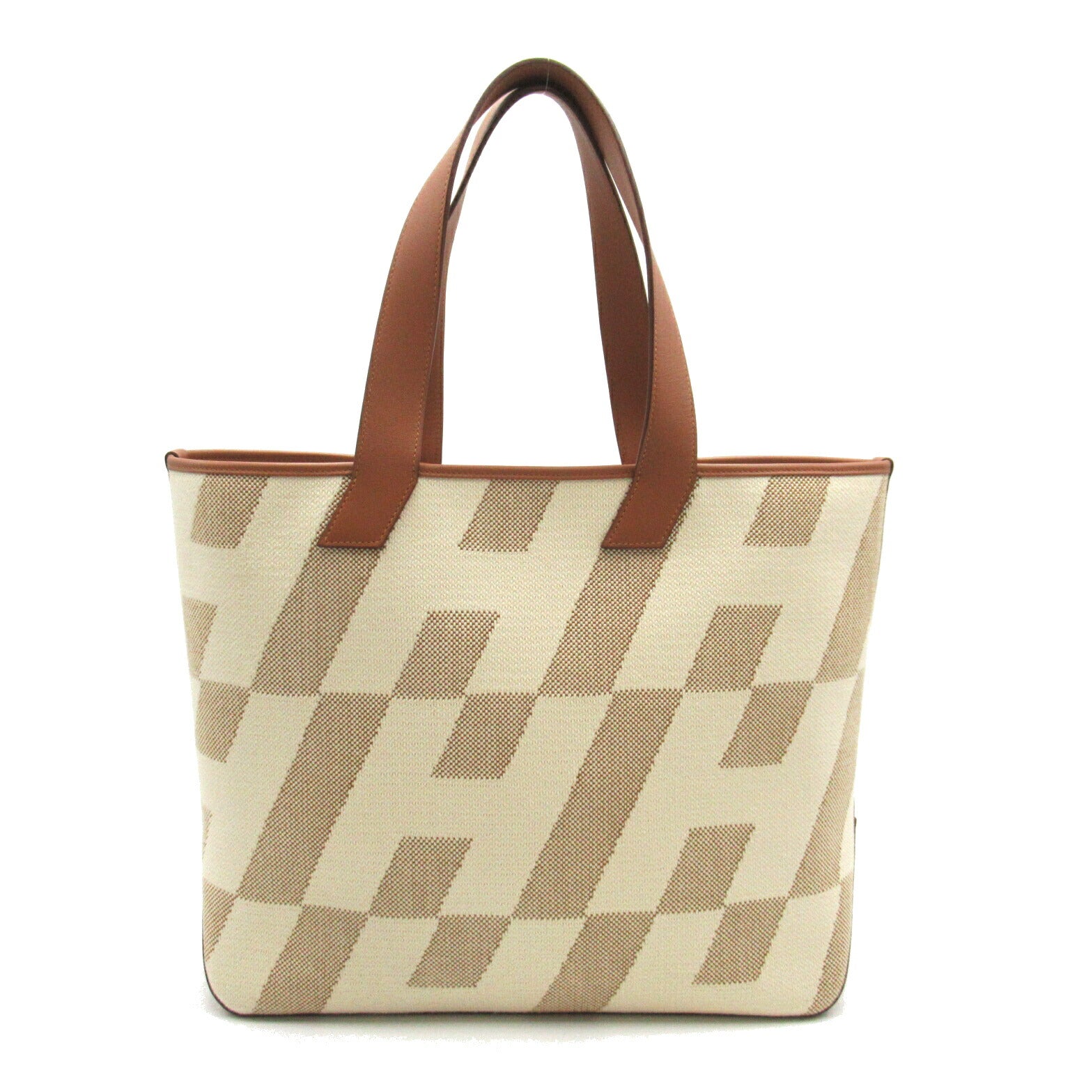 Hermes H Ambie GM Canvas Leather Tote Bag