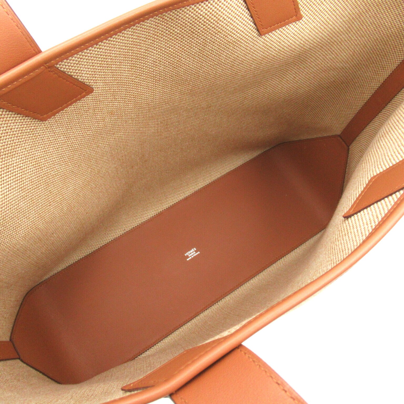 Hermes H Ambie GM Canvas Leather Tote Bag