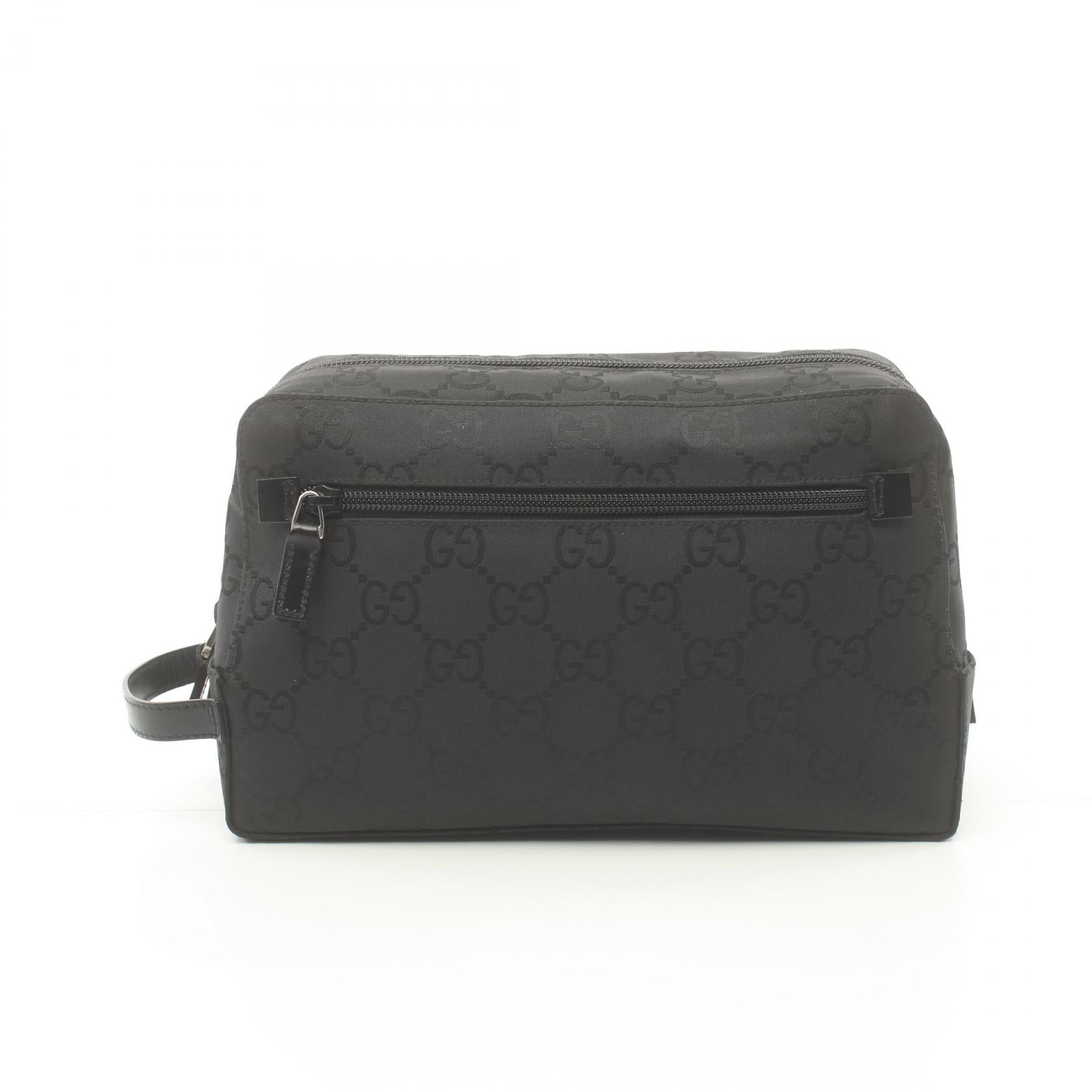 Gucci Nylon Leather Clutch Bag Black