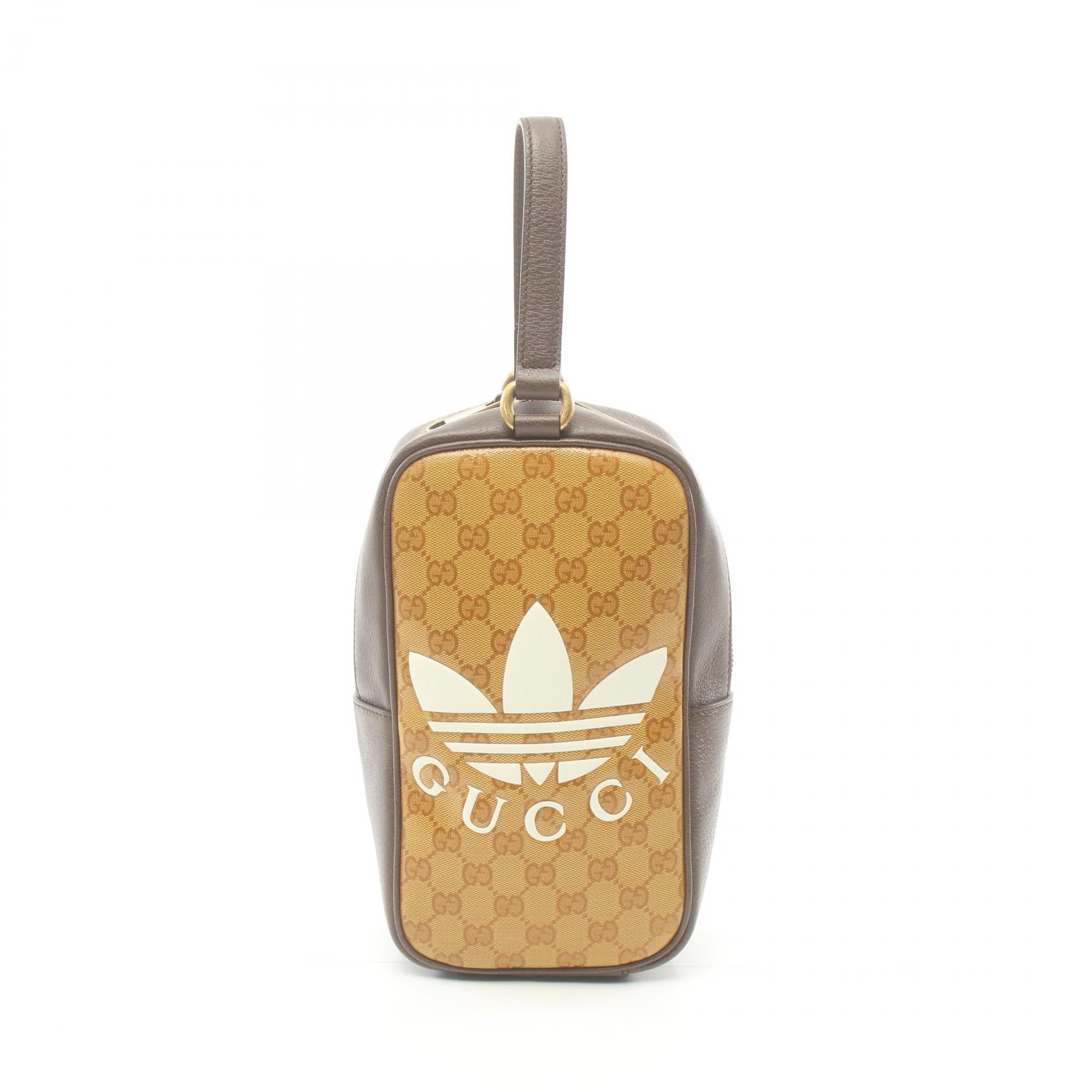 Gucci x Adidas Handle Bag Brown PVC Leather