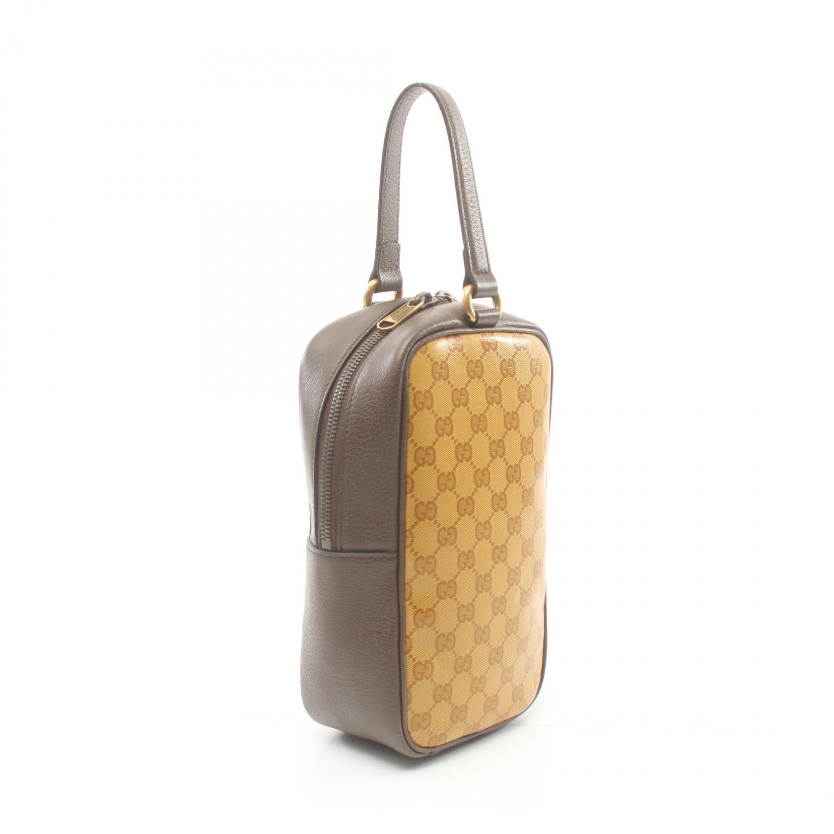 Gucci x Adidas Handle Bag Brown PVC Leather