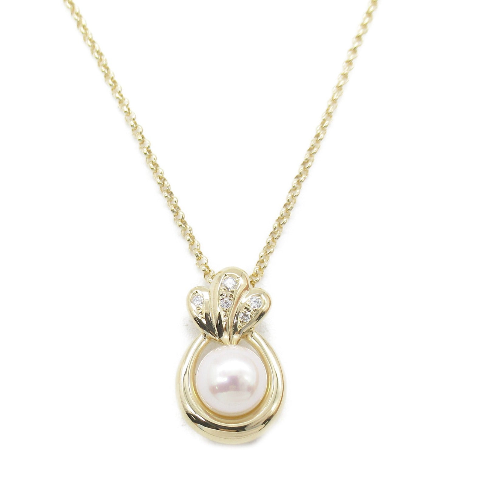 Tasaki Pearl Diamond K18 Yellow Gold Necklace