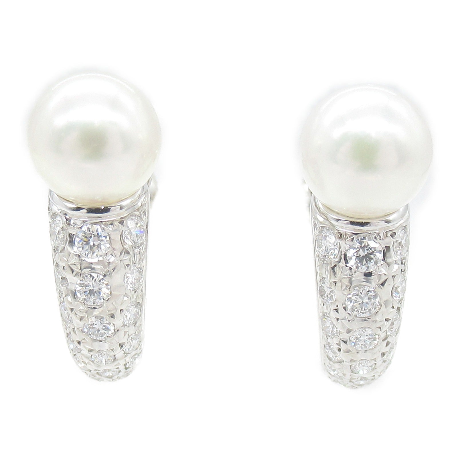 Mikimoto Pearl Diamond Earrings K18WG