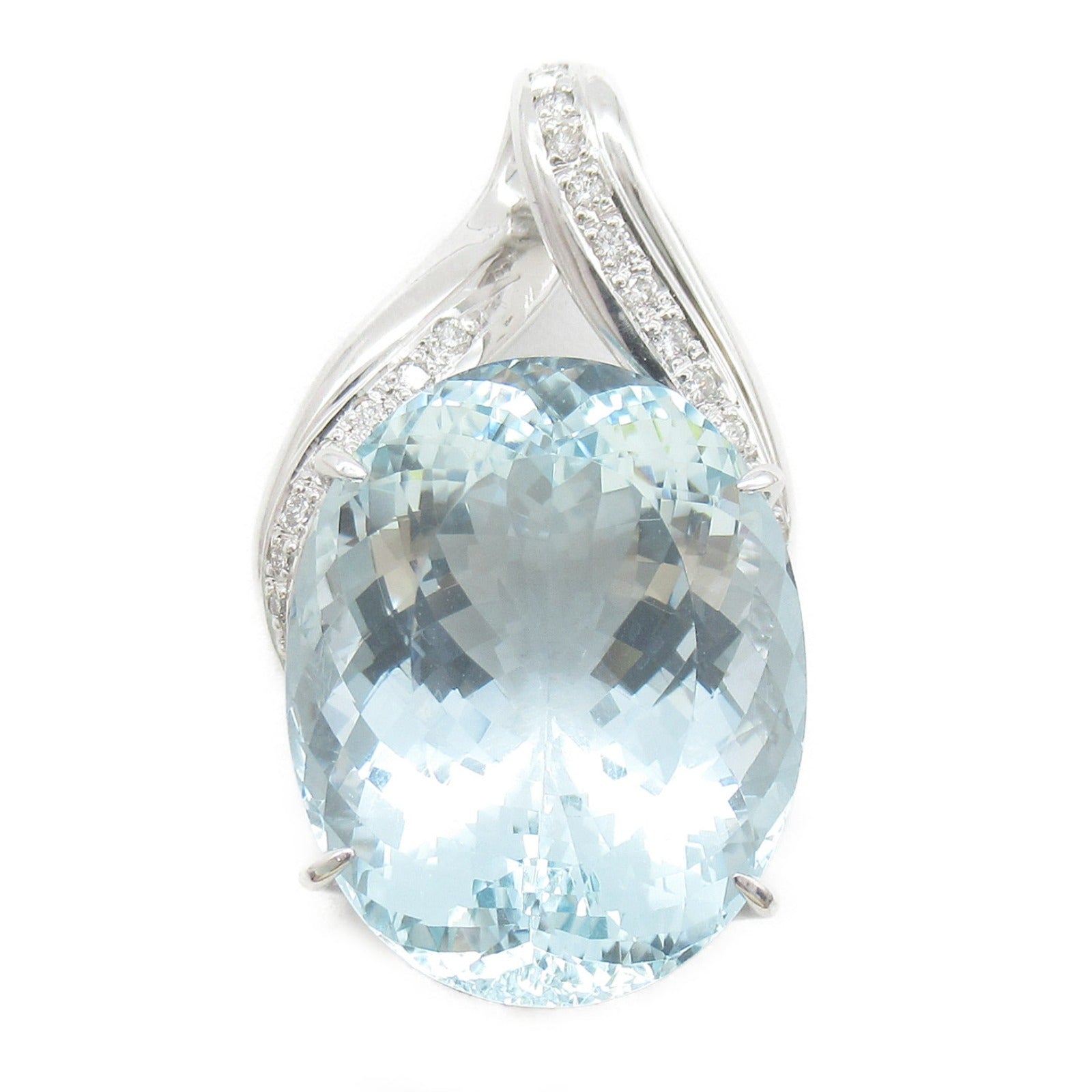 Aquamarine Diamond Pendant K18WG White Gold