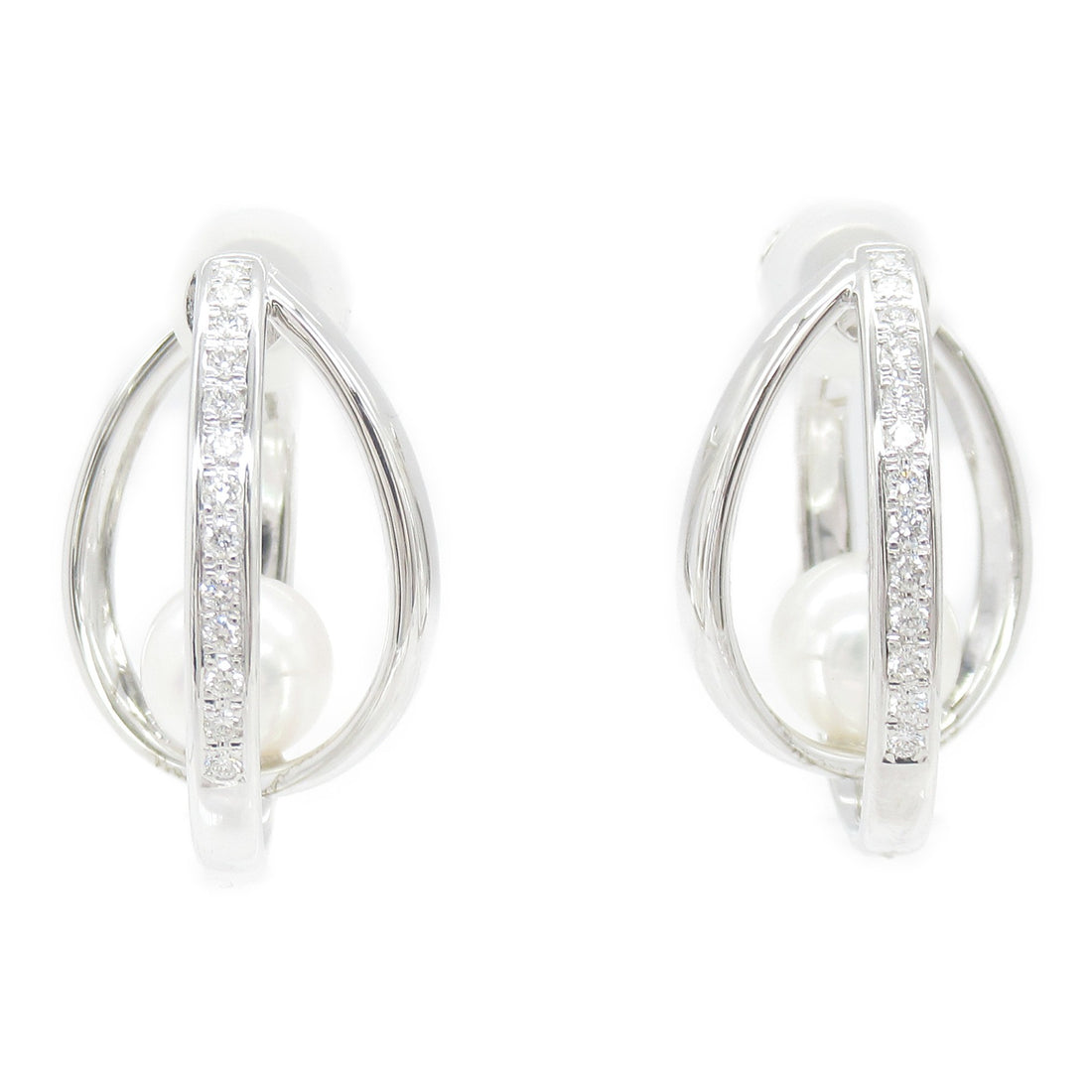 Tasaki Pearl Diamond Earrings K18WG White Gold