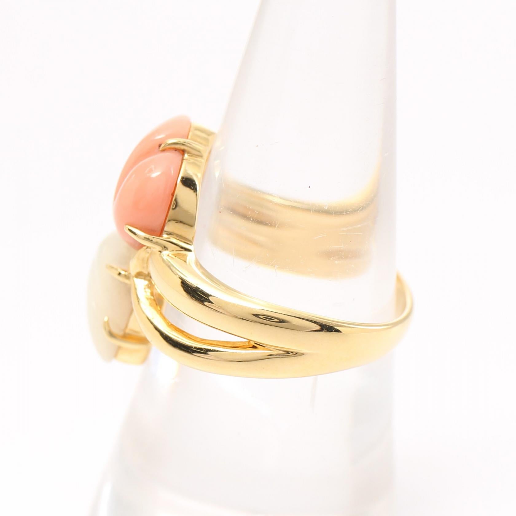 Tasaki K18 Gold Diamond Coral Shell Ring