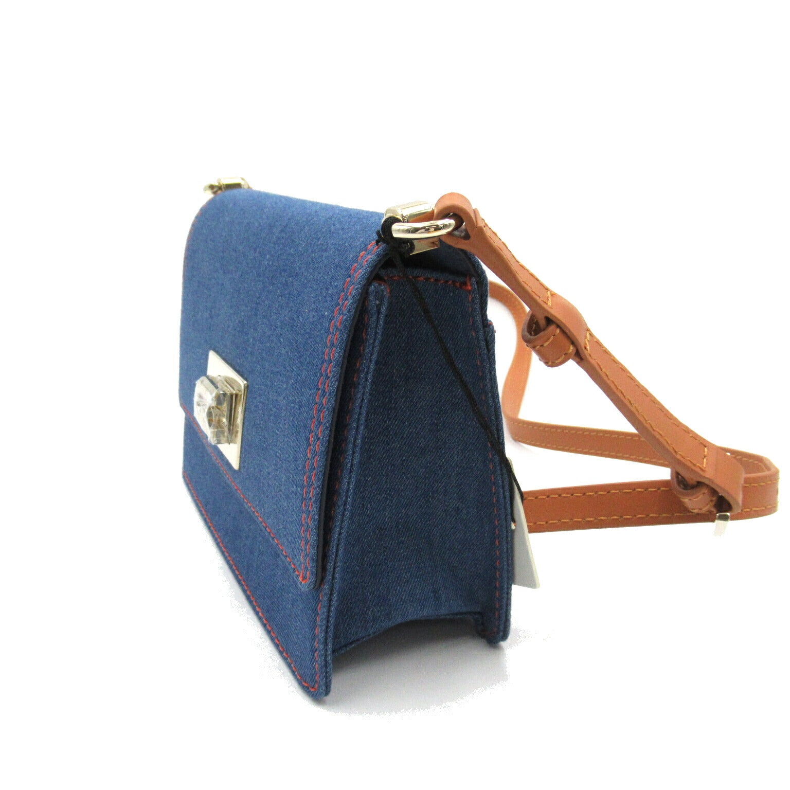 Furla Denim Leather Shoulder Bag Blue