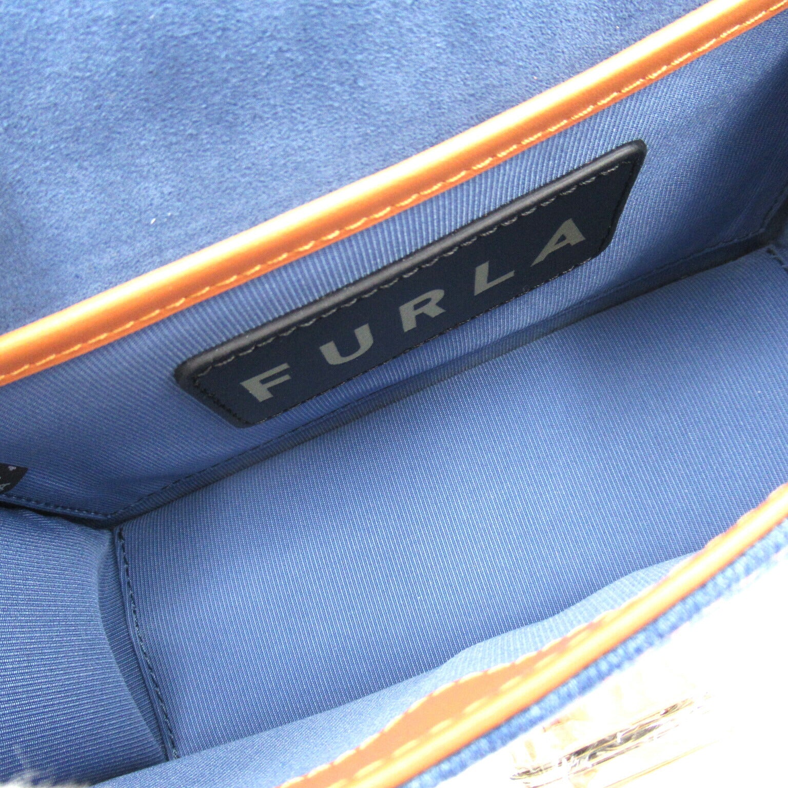 Furla Denim Leather Shoulder Bag Blue