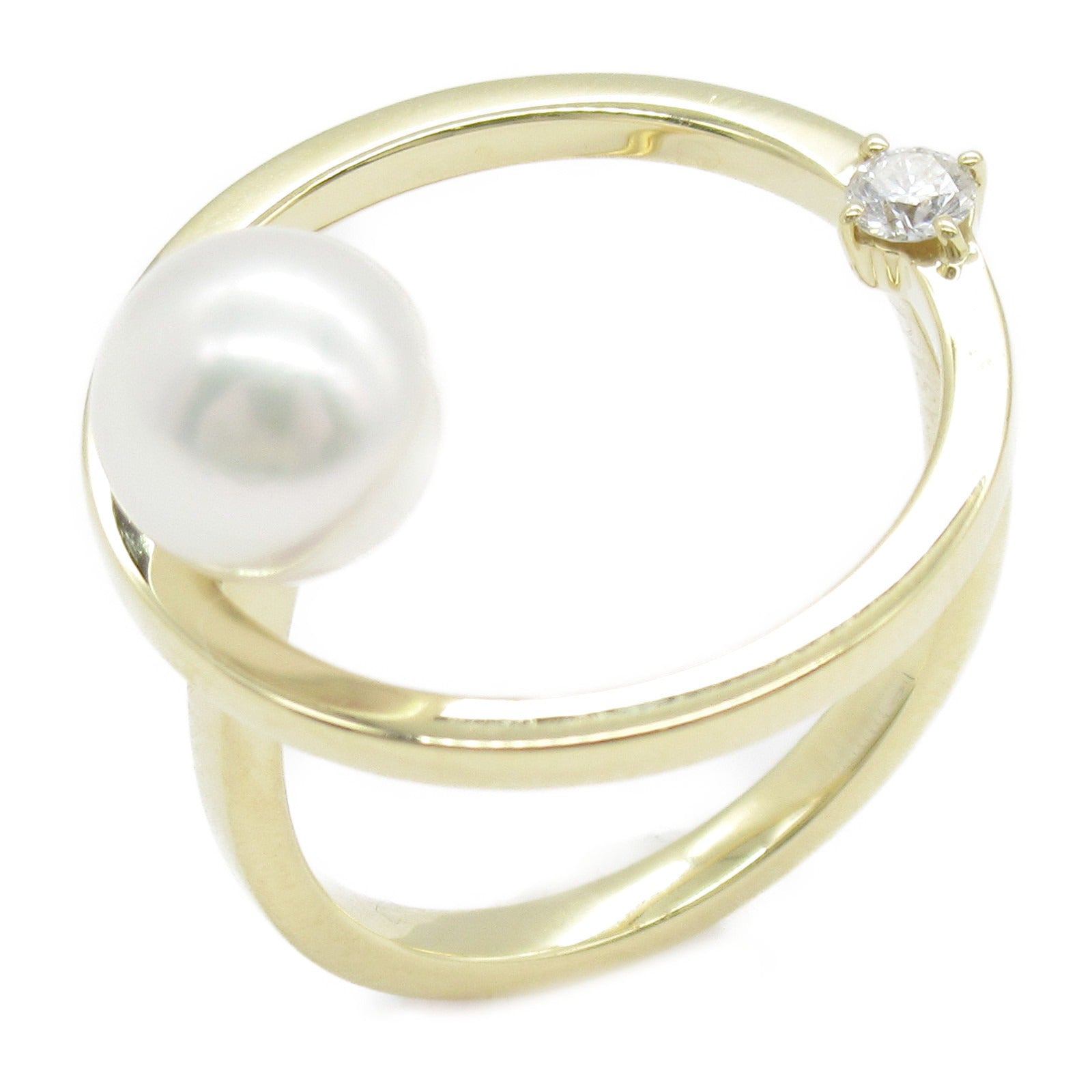 Tasaki Kinetic Akoya Pearl Diamond Ring K18 YG