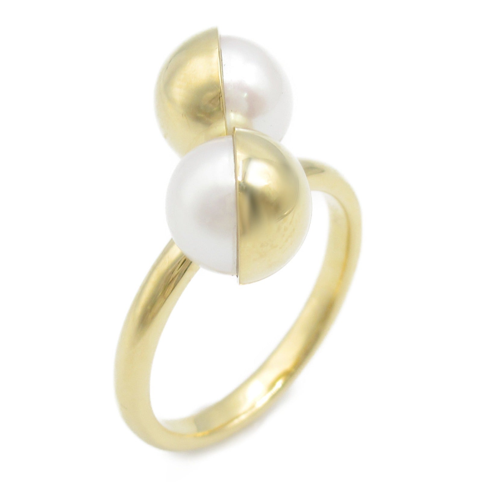 Tasaki Arlequin Slashed Freshwater Pearl Ring K18 Yellow Gold