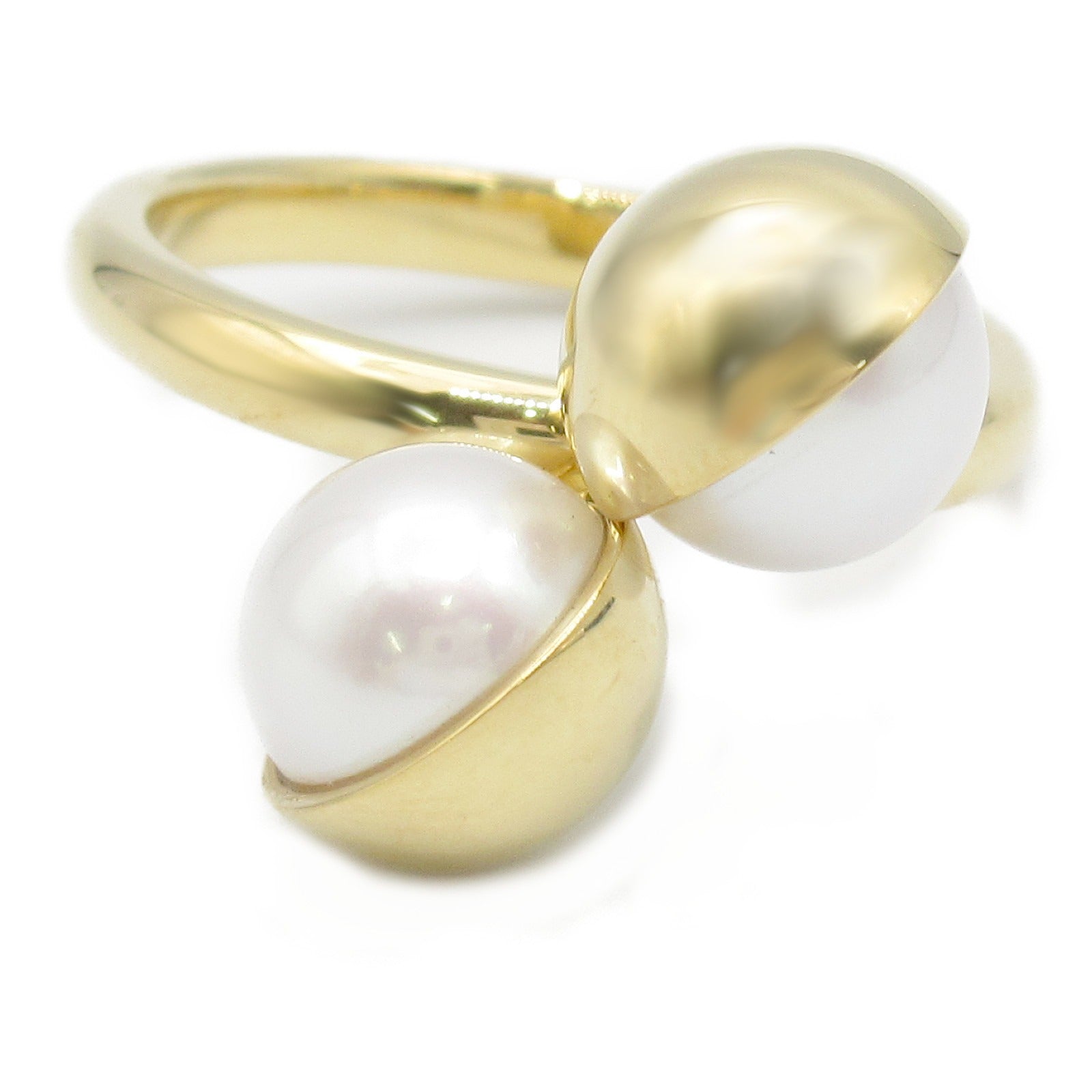 Tasaki Arlequin Slashed Freshwater Pearl Ring K18 Yellow Gold