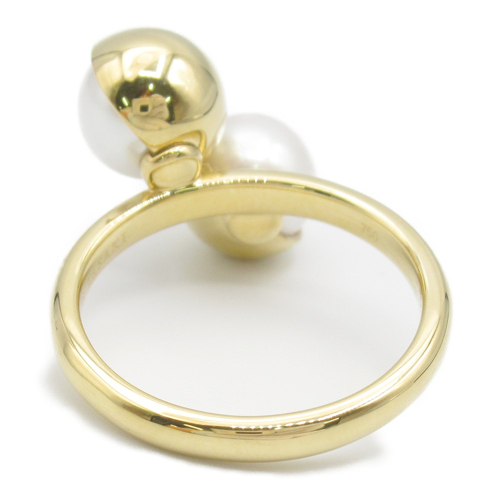 Tasaki Arlequin Slashed Freshwater Pearl Ring K18 Yellow Gold