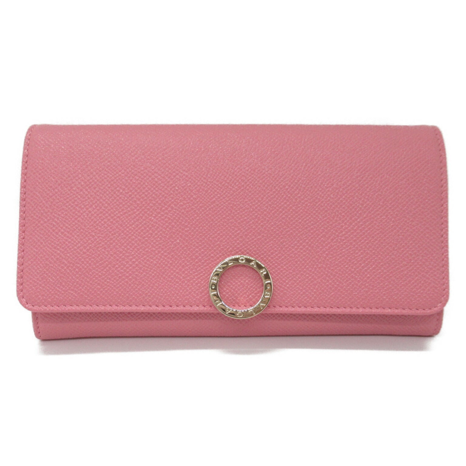 Bvlgari Bifold Long Wallet Leather Pink