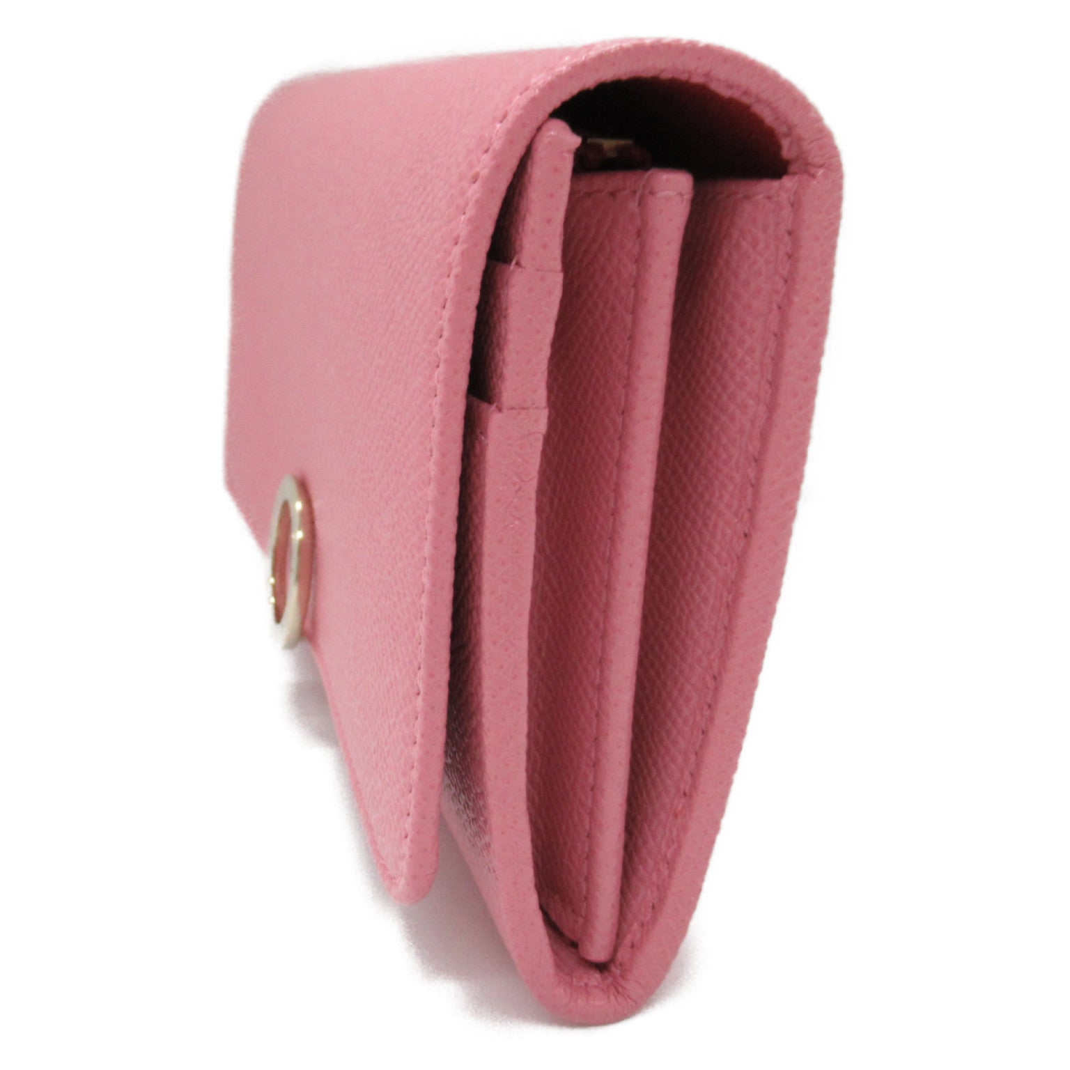 Bvlgari Bifold Long Wallet Leather Pink