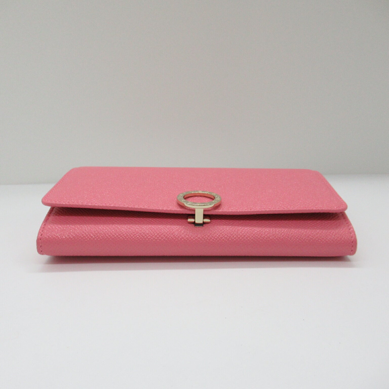 Bvlgari Bifold Long Wallet Leather Pink