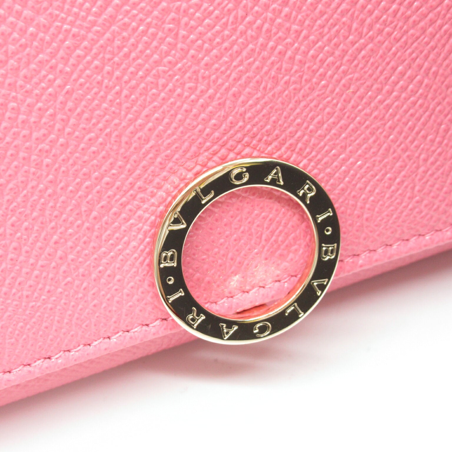 Bvlgari Bifold Long Wallet Leather Pink