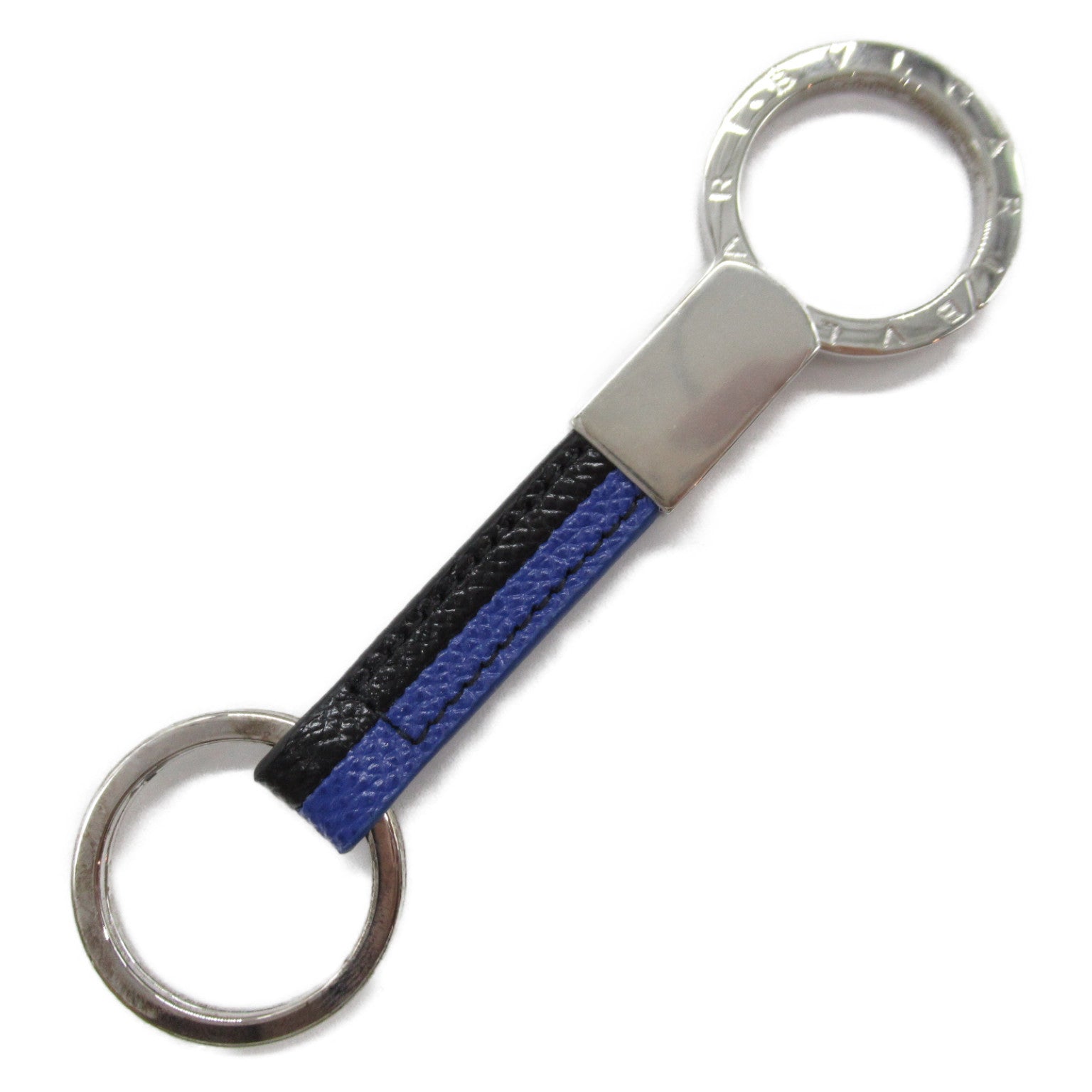 Bvlgari Leather Keyring Black/Blue