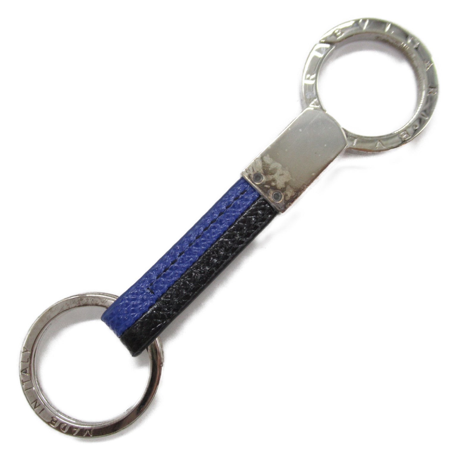 Bvlgari Leather Keyring Black/Blue