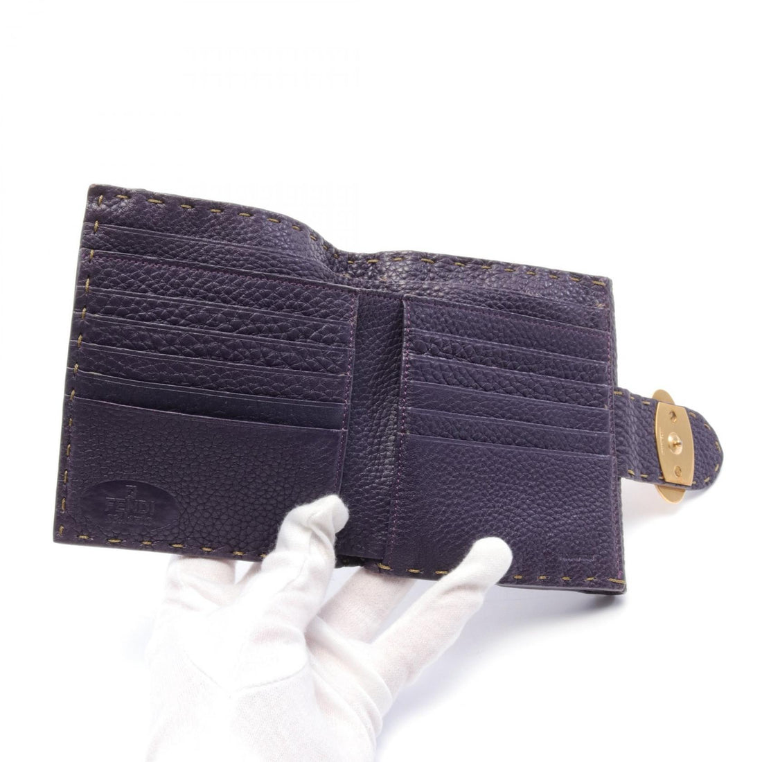 Fendi Leather Bifold Wallet Purple