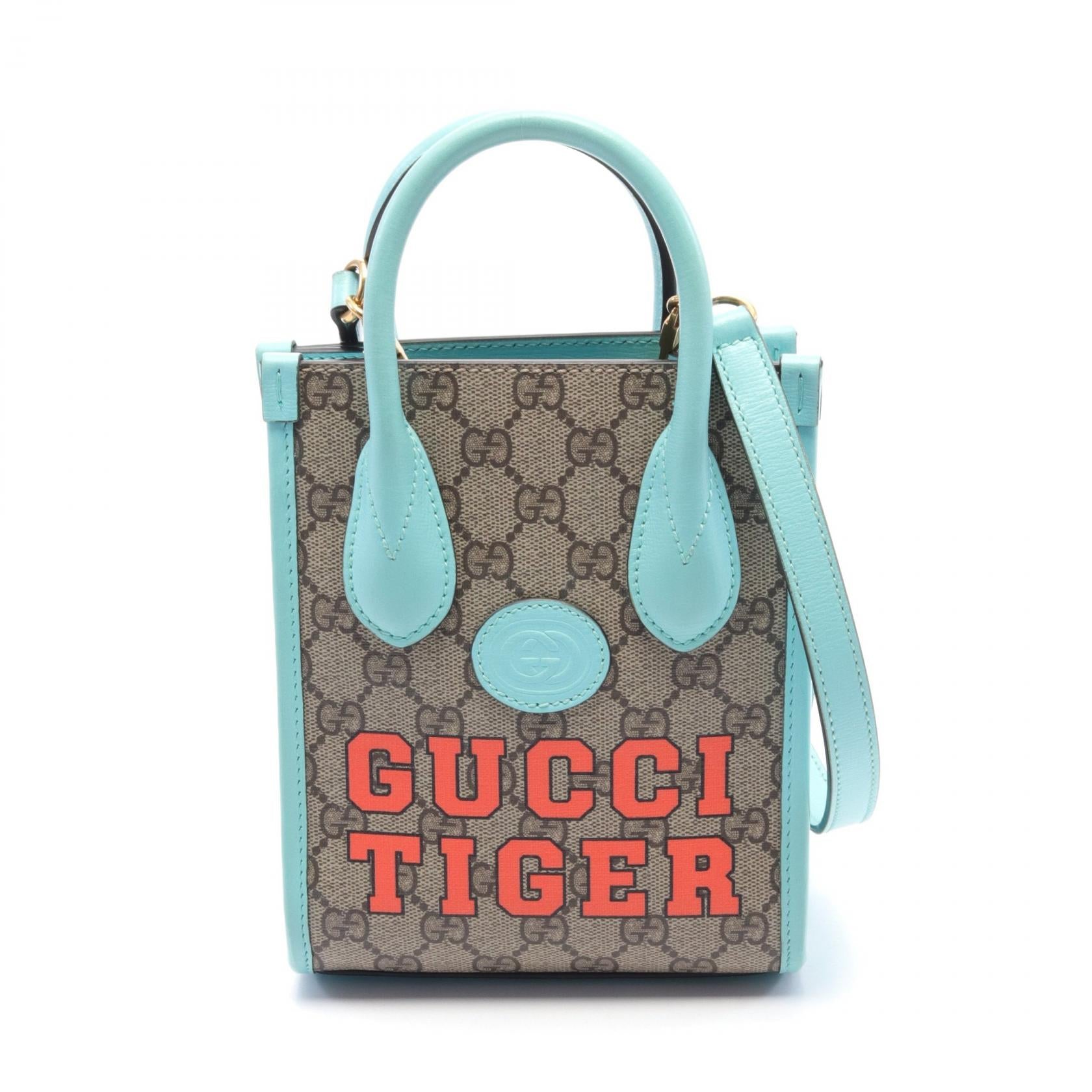 Gucci Interlocking G Mini Tote Bag PVC Canvas Leather