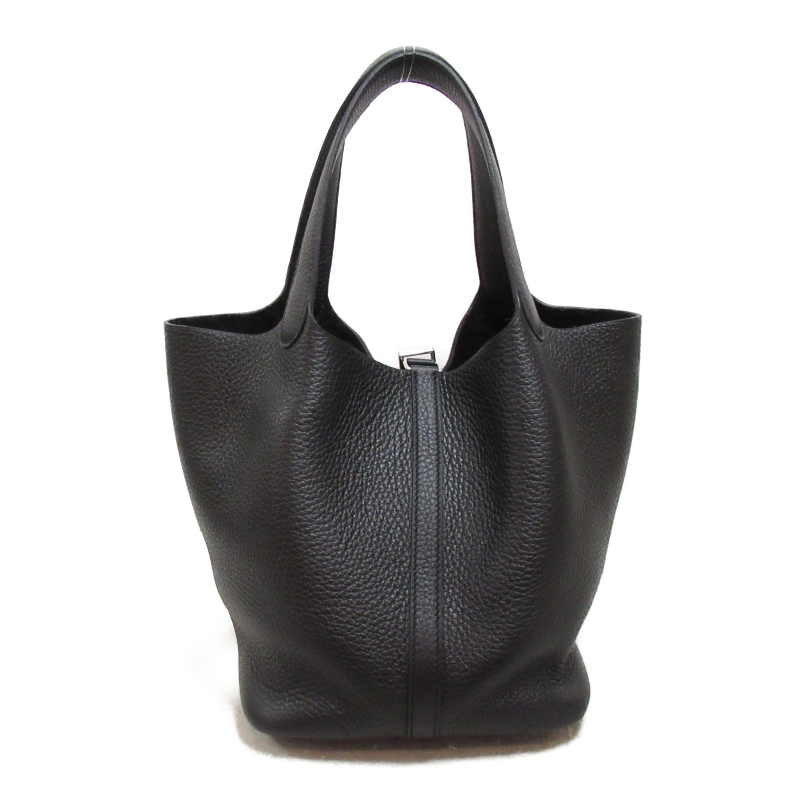 Hermes Picotin Lock MM Black Leather Tote Bag