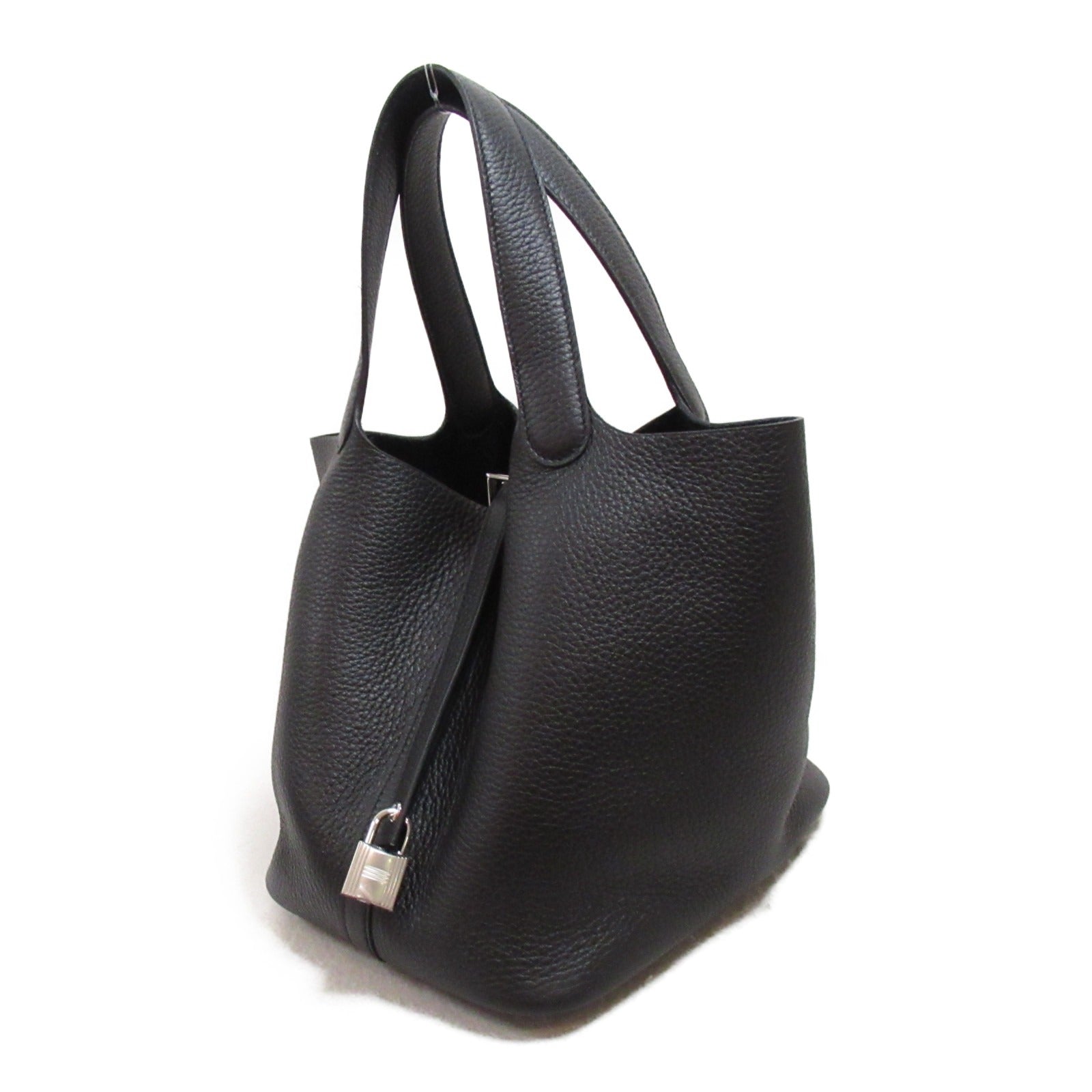 Hermes Picotin Lock MM Black Leather Tote Bag