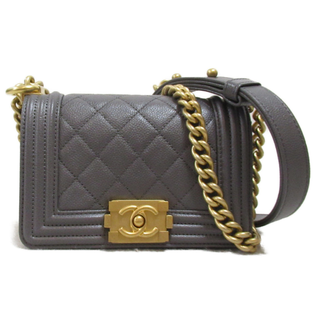 Chanel Boy Mini Chain Shoulder Bag Gray