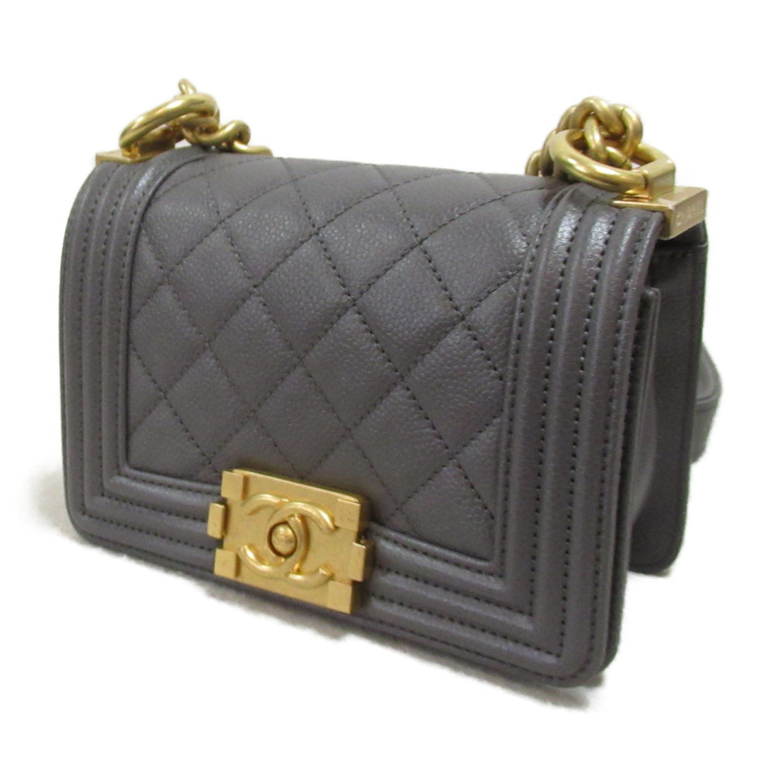 Chanel Boy Mini Chain Shoulder Bag Gray