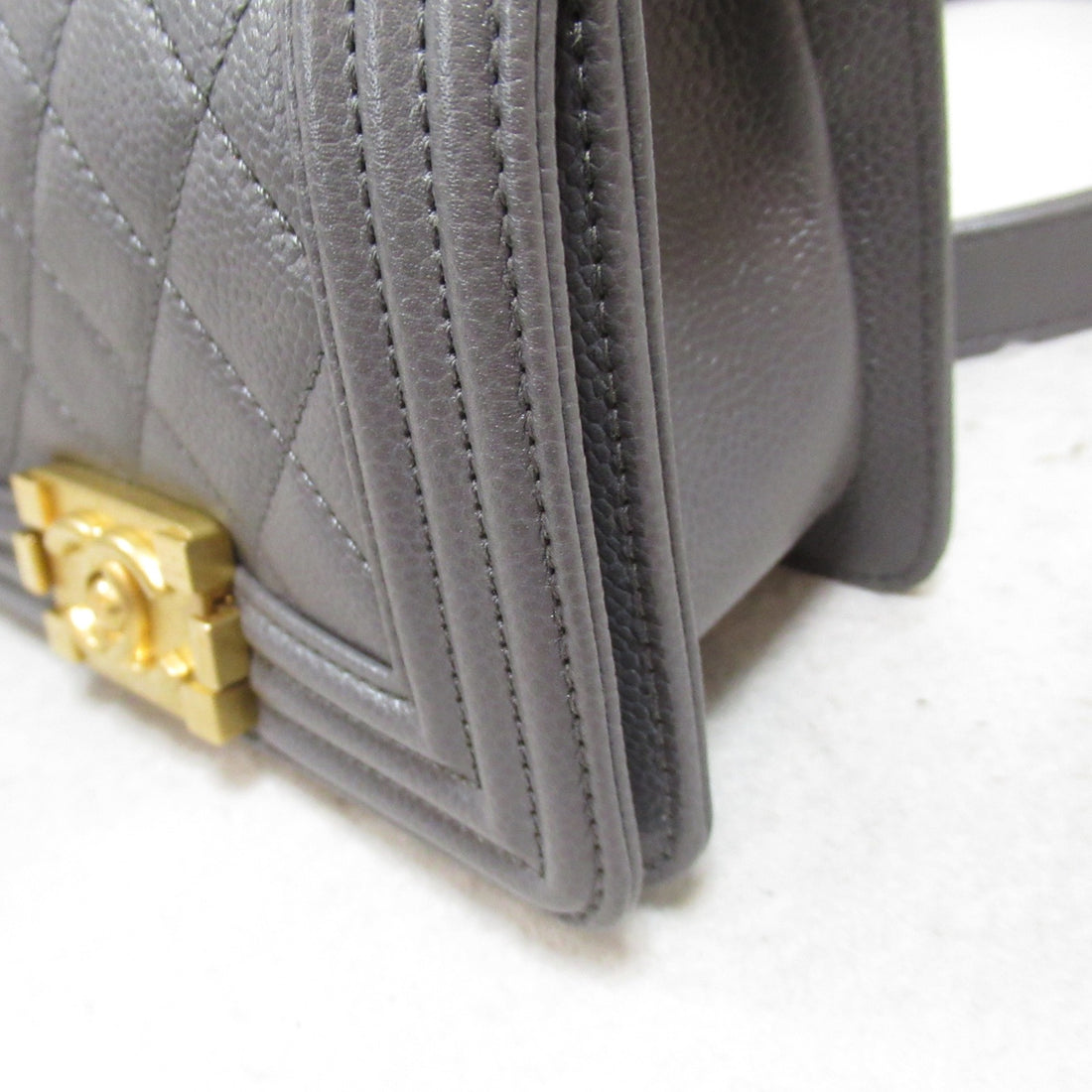 Chanel Boy Mini Chain Shoulder Bag Gray