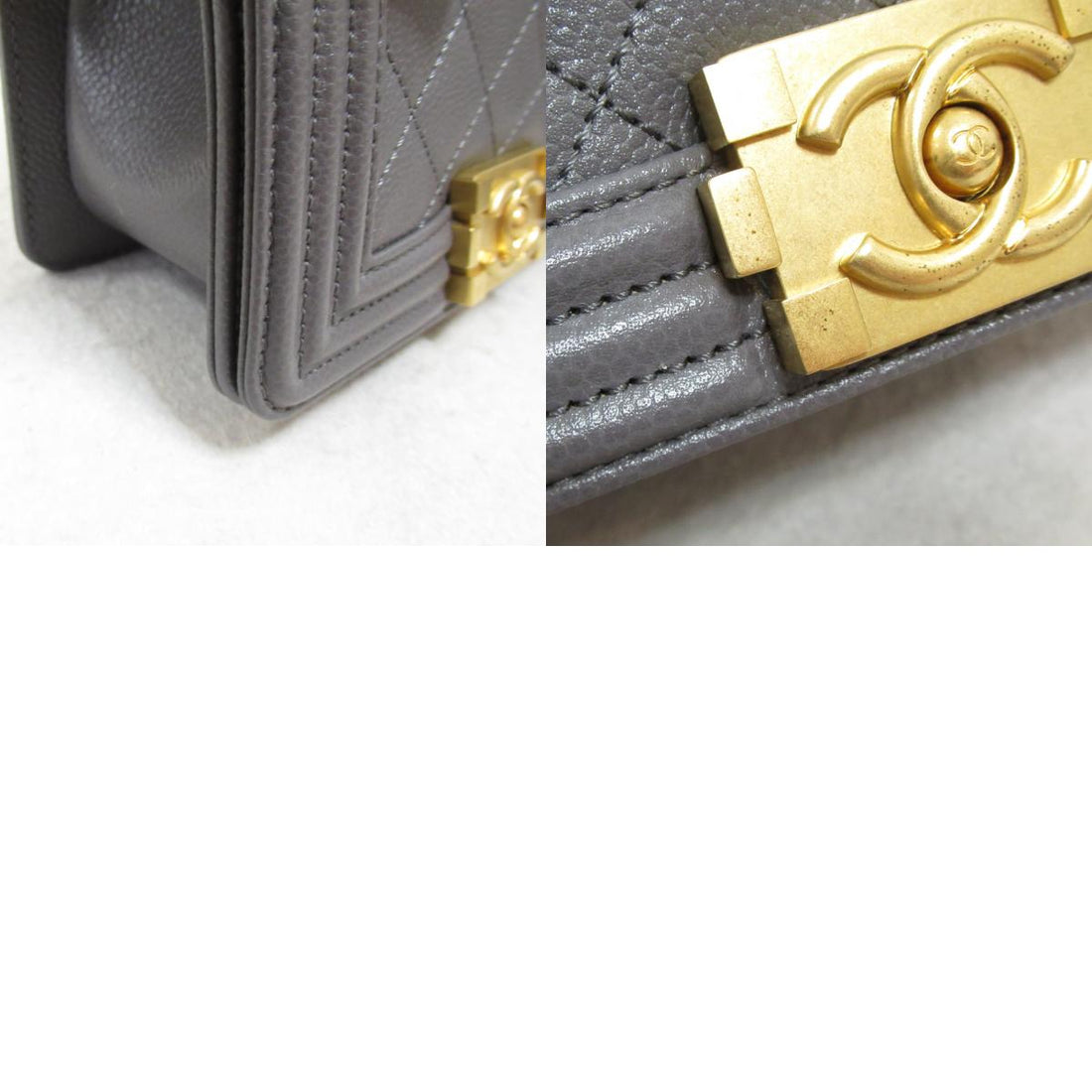 Chanel Boy Mini Chain Shoulder Bag Gray