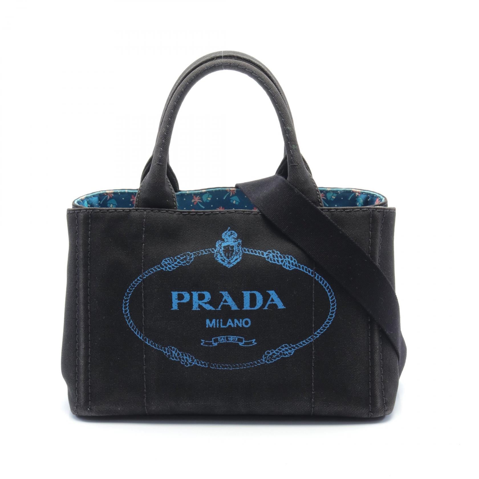 Prada Canapa Canvas Tote Bag Black