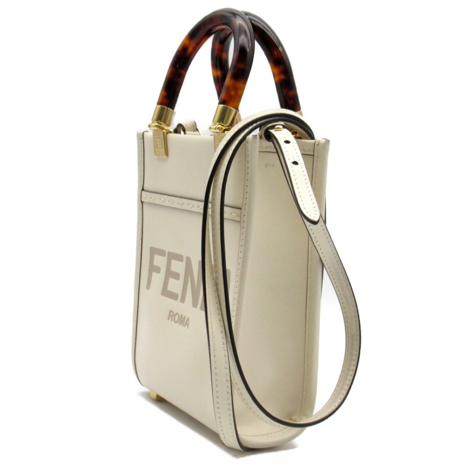 Fendi Sunshine Mini Shoulder Bag White Leather