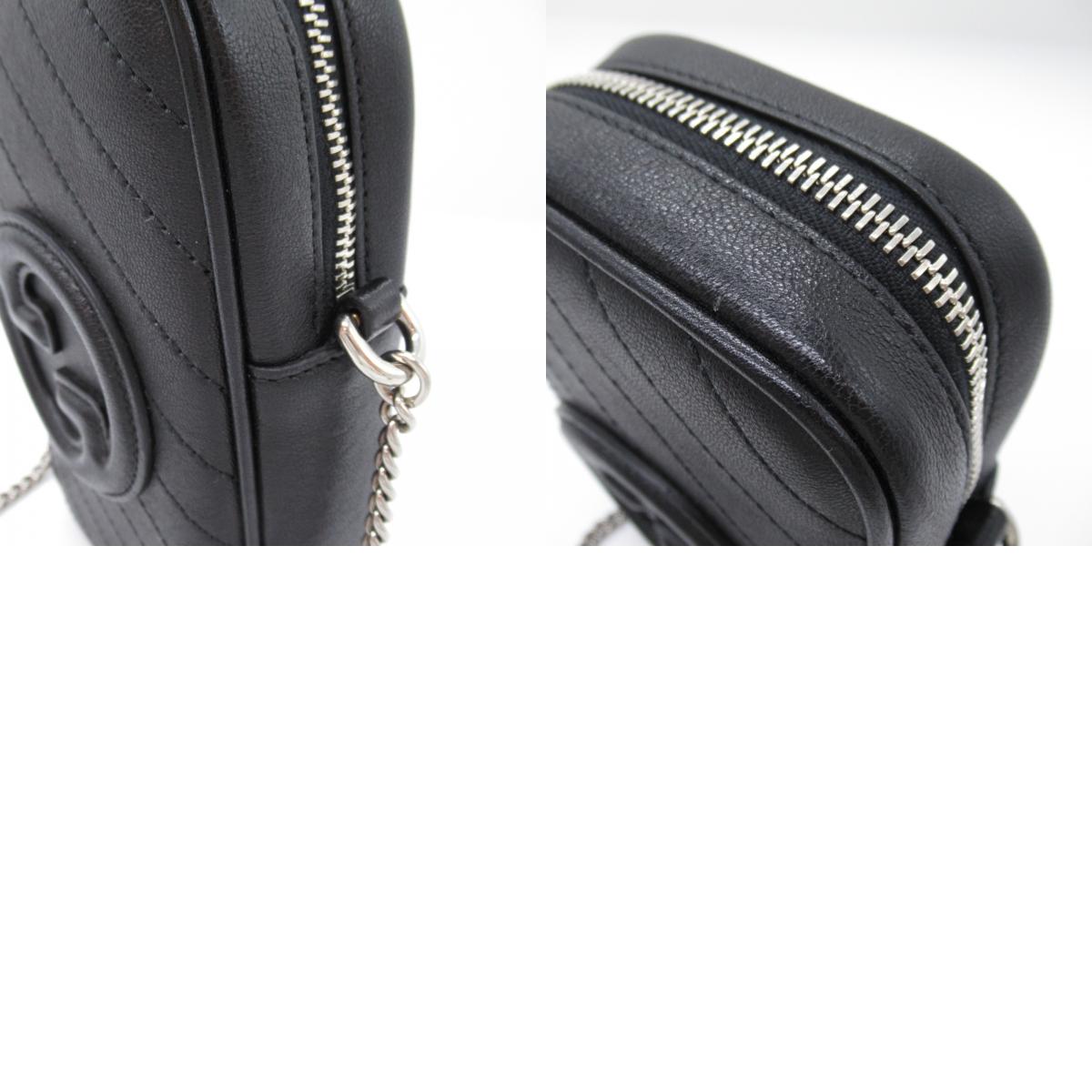 Gucci Chain Shoulder Bag Black Leather