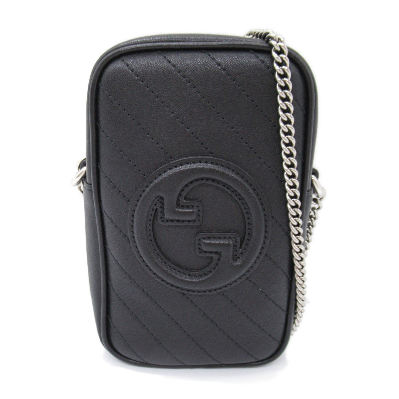 Gucci Chain Shoulder Bag Black Leather