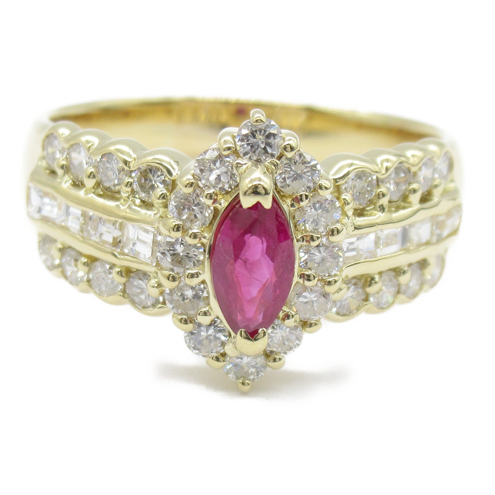 Ruby Diamond Ring K18 Yellow Gold