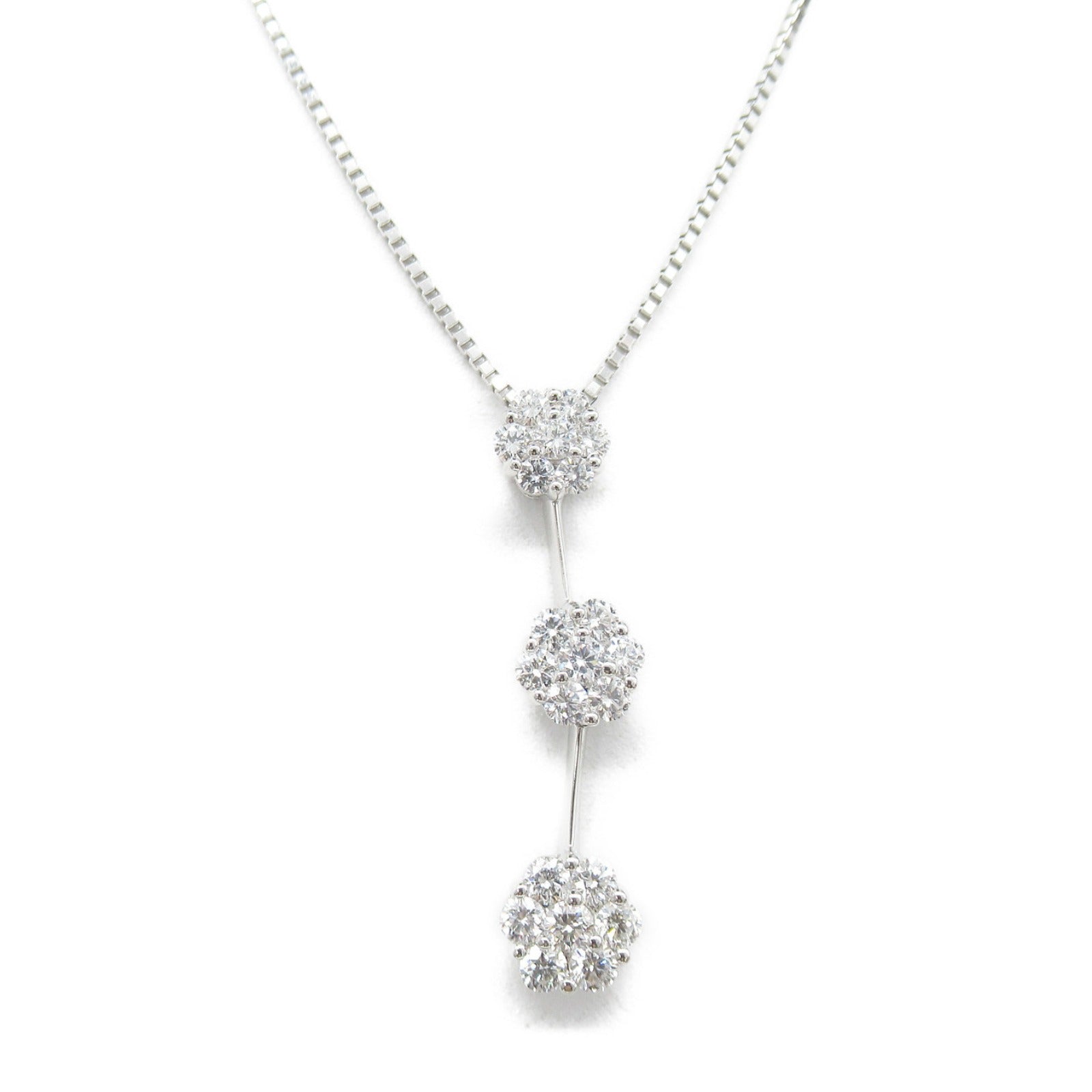 Diamond Necklace K18WG White Gold Jewelry