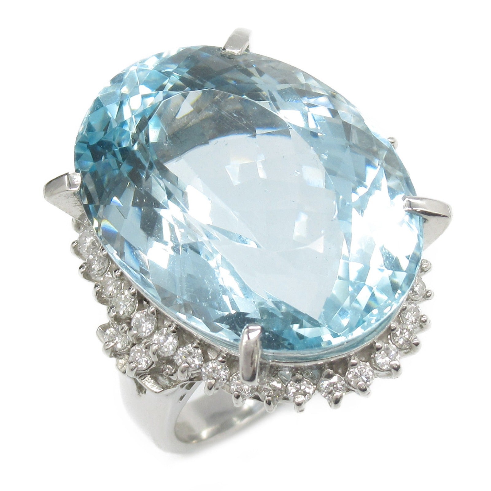 Aquamarine Diamond Ring Pt900 Platinum Jewelry