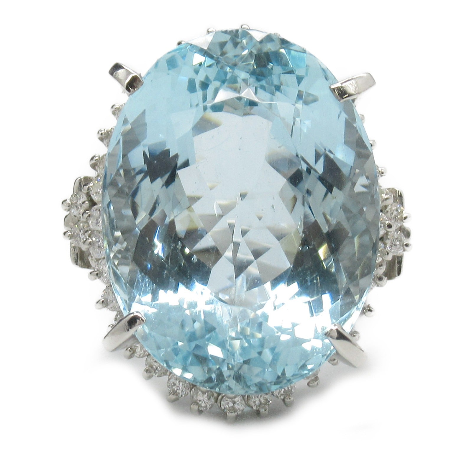 Aquamarine Diamond Ring Pt900 Platinum Jewelry