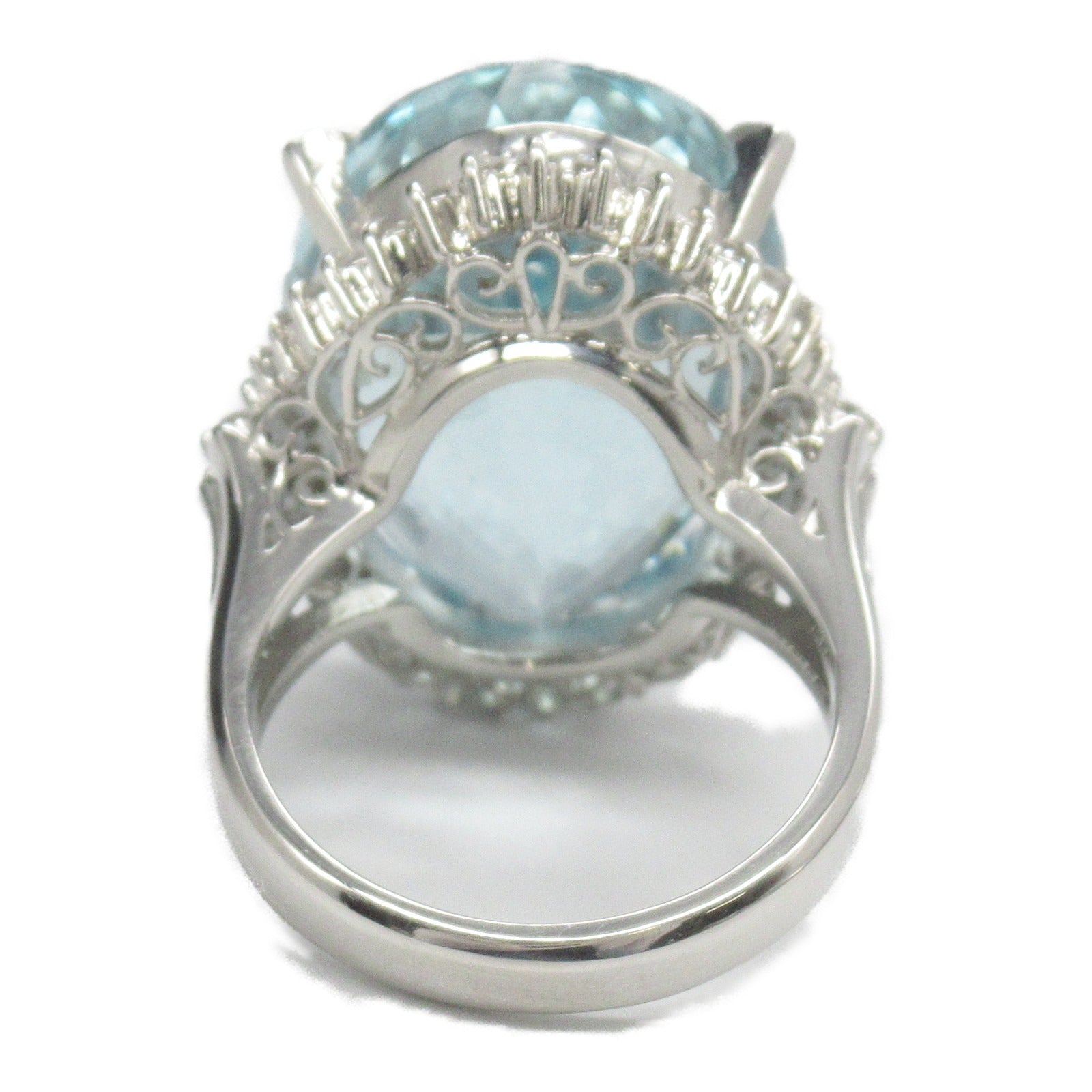 Aquamarine Diamond Ring Pt900 Platinum Jewelry