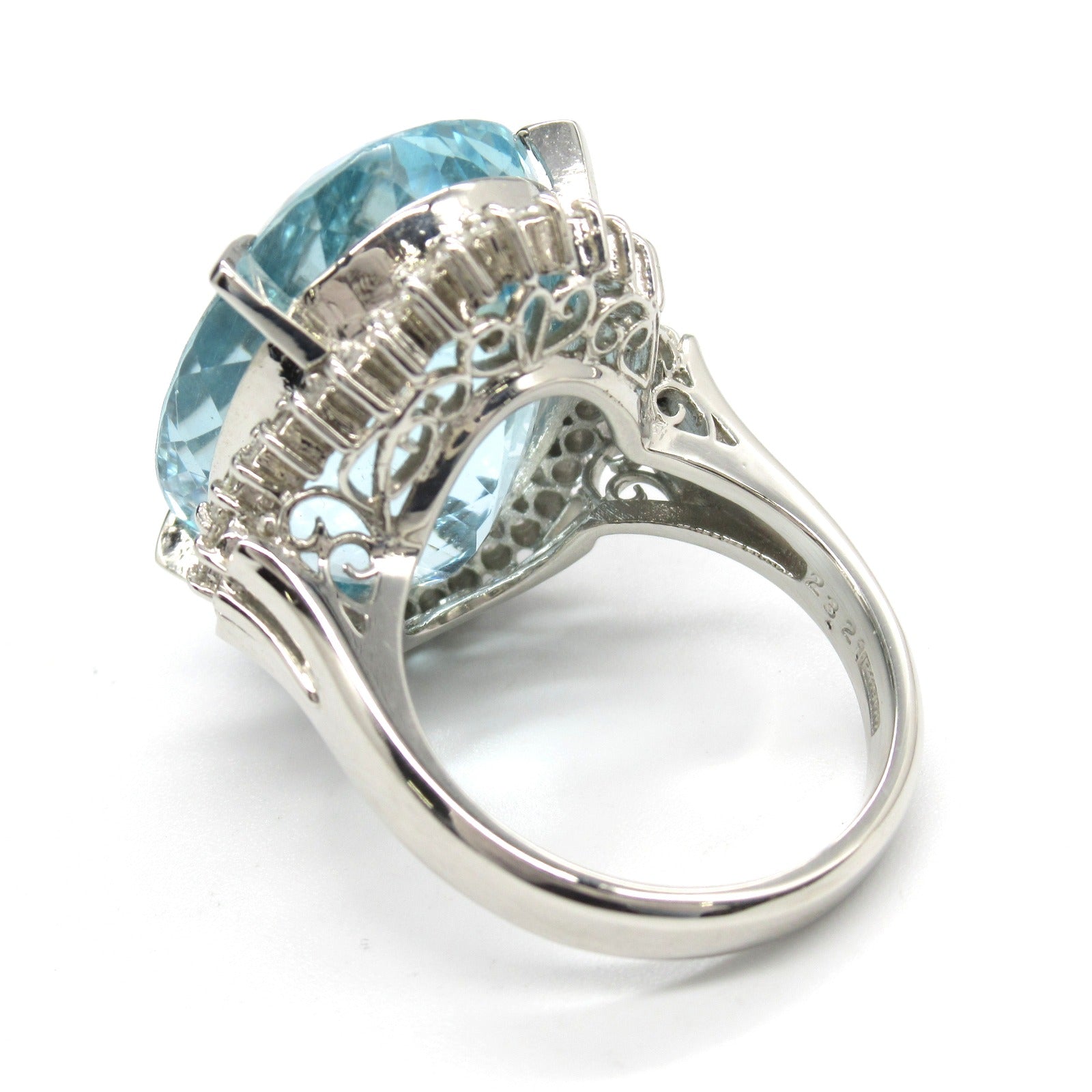 Aquamarine Diamond Ring Pt900 Platinum Jewelry