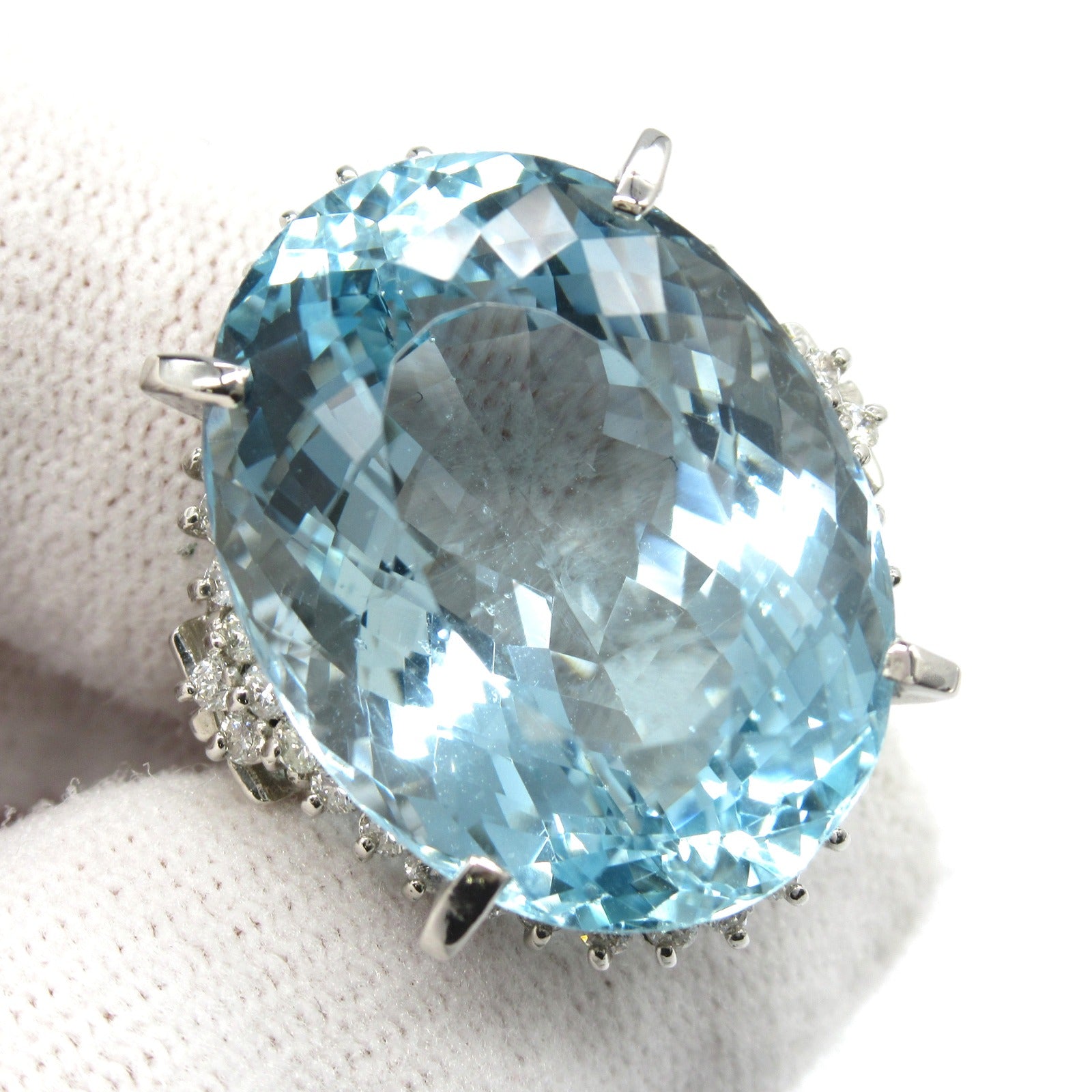 Aquamarine Diamond Ring Pt900 Platinum Jewelry